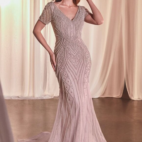 COPY - Short Sleeve Formal mother of the bride dress.Party evening prom black,g… - Picture 3 of 7